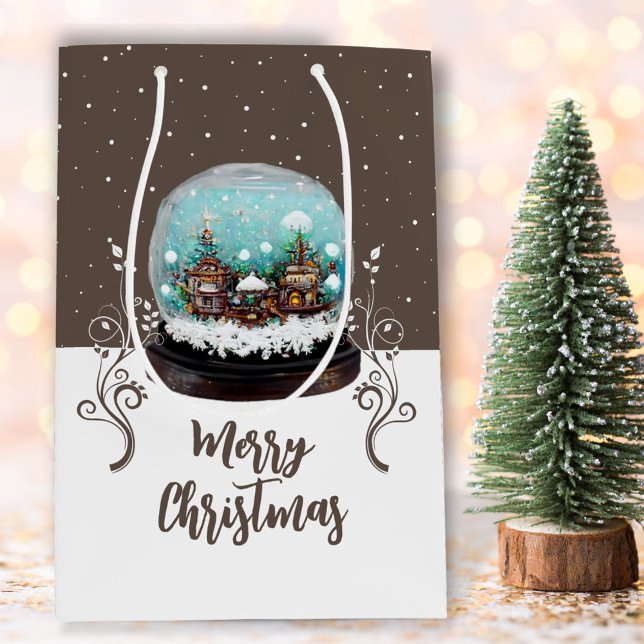 Bolsa De Regalo Mediana Navidades de Glass Snowball Winter Village Brown (Subido por el creador)