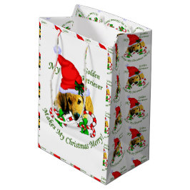 Bolsa De Regalo Mediana Navidades de Golden Retriever