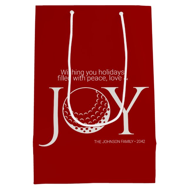 Bolsa De Regalo Mediana Navidades de Golf Joy & Peace (Reverso)