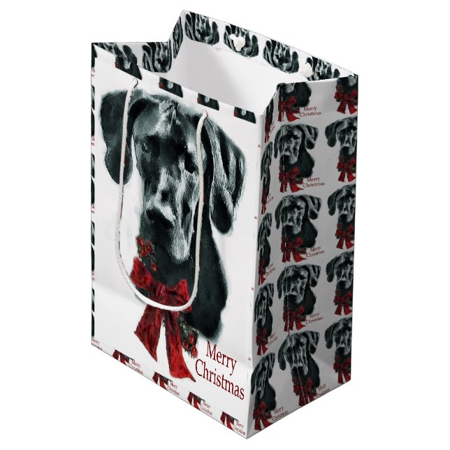 Bolsa De Regalo Mediana Navidades de Great Dane (Black) (Angulo Anverso)