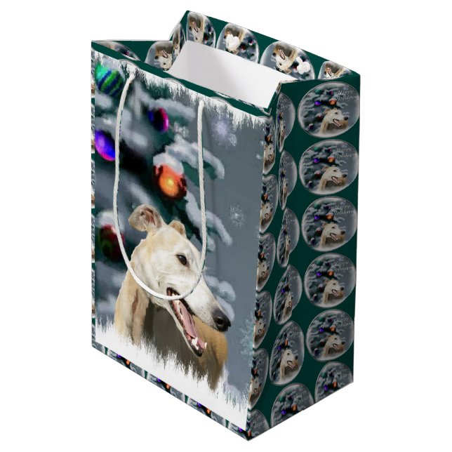 Bolsa De Regalo Mediana Navidades de Greyhound Lovers (Angulo reverso)