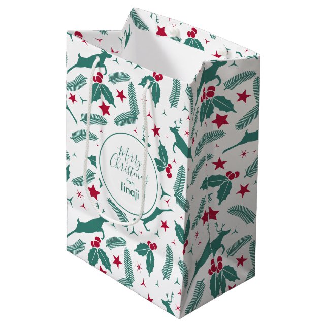 Bolsa De Regalo Mediana Navidades de Guay ciervos y patrones holly (Angulo Anverso)