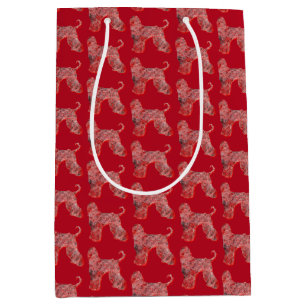 Bolsa De Regalo Mediana Navidades de Hound afganos de perro silueta roja