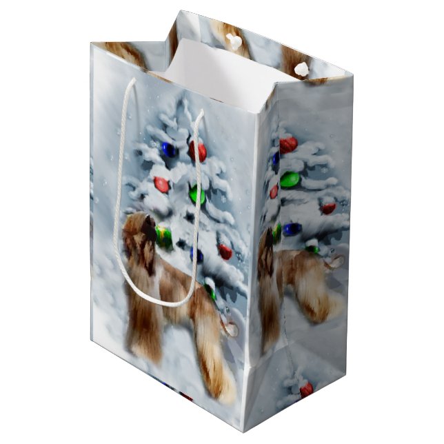 Bolsa De Regalo Mediana Navidades de Hound de Afganistán (Angulo Anverso)