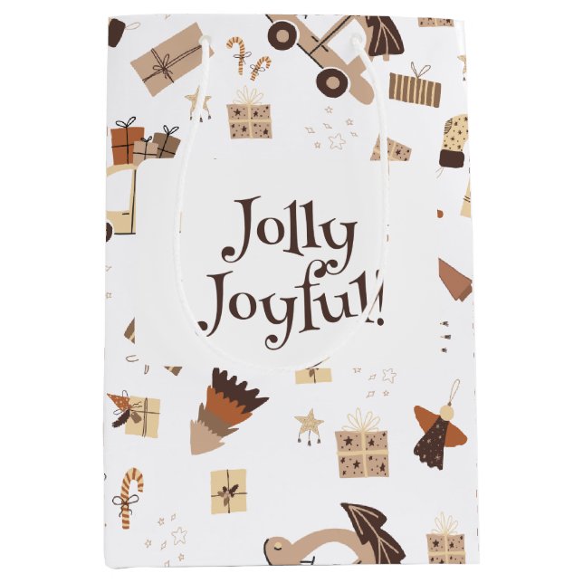 Bolsa De Regalo Mediana Navidades de Jolly Joyful Boho (Anverso)