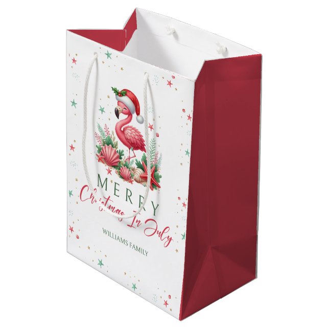 Bolsa De Regalo Mediana Navidades de Julio Flamingo (Angulo reverso)