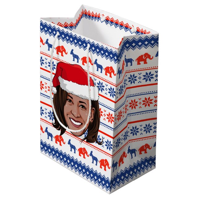 Bolsa De Regalo Mediana Navidades de Kamala Harris (Angulo reverso)