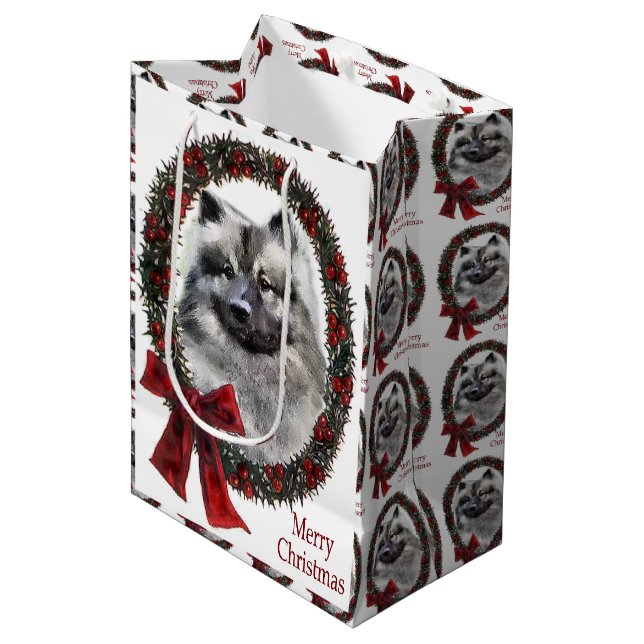 Bolsa De Regalo Mediana Navidades de Keeshond (Angulo Anverso)