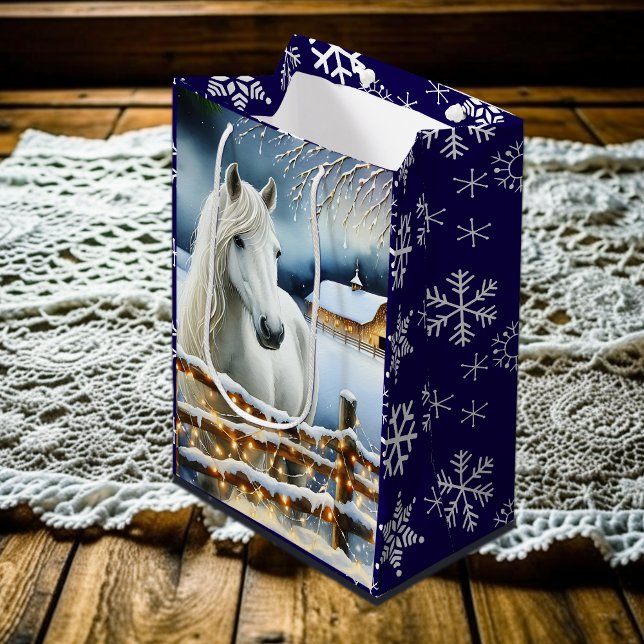 Bolsa De Regalo Mediana Navidades de la granja de caballos blancos de boni (Subido por el creador)