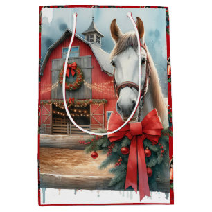 Bolsa De Regalo Mediana Navidades de la granja White Horse Festimes Person
