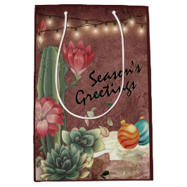 Bolsa De Regalo Mediana Navidades de la temporada de saludos y suculentos