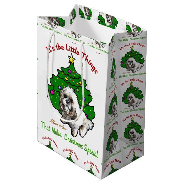 Bolsa De Regalo Mediana Navidades de Lhasa Apso (Angulo reverso)