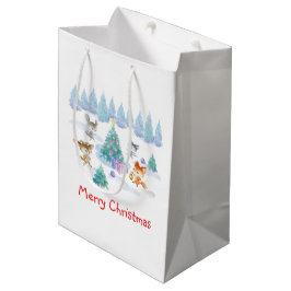 Bolsa De Regalo Mediana Navidades de los animales del bosque bailando acua