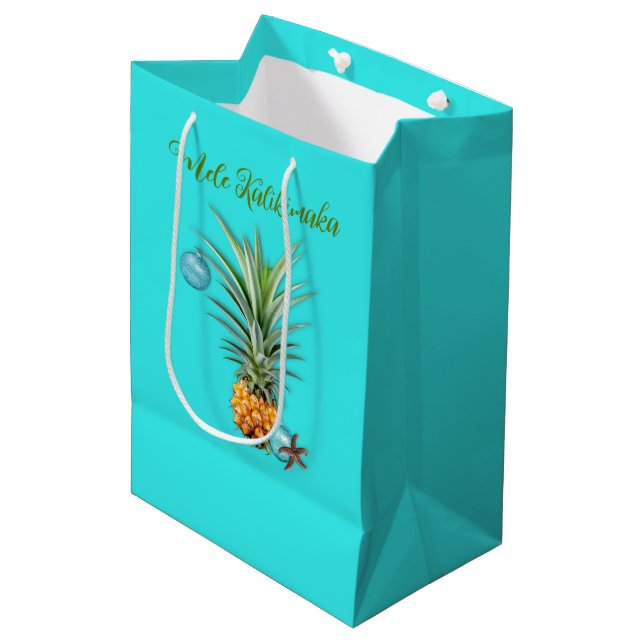 Bolsa De Regalo Mediana Navidades de Mele Kalikimaka Hawaii (Angulo Anverso)