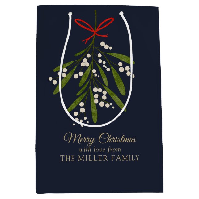 Bolsa De Regalo Mediana Navidades de mistletoe de la marina (Anverso)