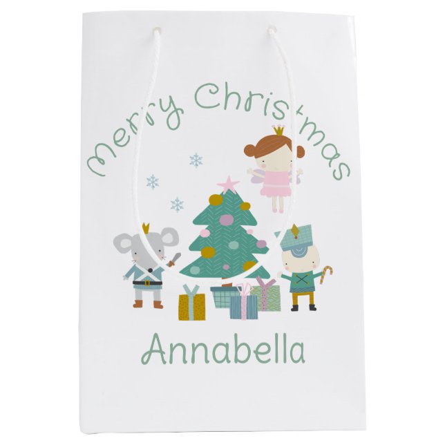 Bolsa De Regalo Mediana Navidades de Nacimiento de Nombre Personalizado (Anverso)