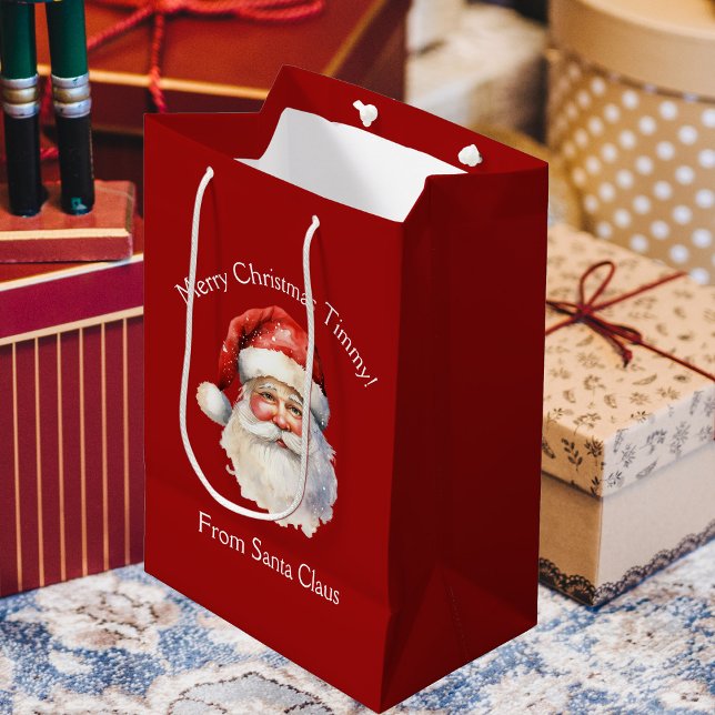 Bolsa De Regalo Mediana Navidades de niños rojos personalizados de Santa C (Subido por el creador)