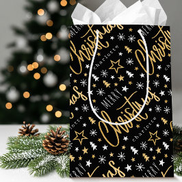 Bolsa De Regalo Mediana Navidades de nombres personalizados Script Black F