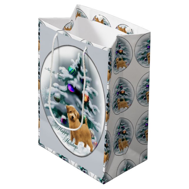 Bolsa De Regalo Mediana Navidades de Norfolk Terrier (Angulo Anverso)