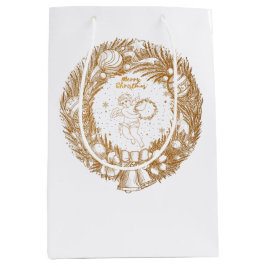 Bolsa De Regalo Mediana Navidades de Oro Angel-Wreath-Merry Christmas