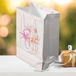 Bolsa De Regalo Mediana Navidades de palmeras tropicales coloridas