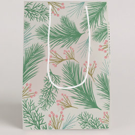 Bolsa De Regalo Mediana Navidades de Pastel Pink Holly