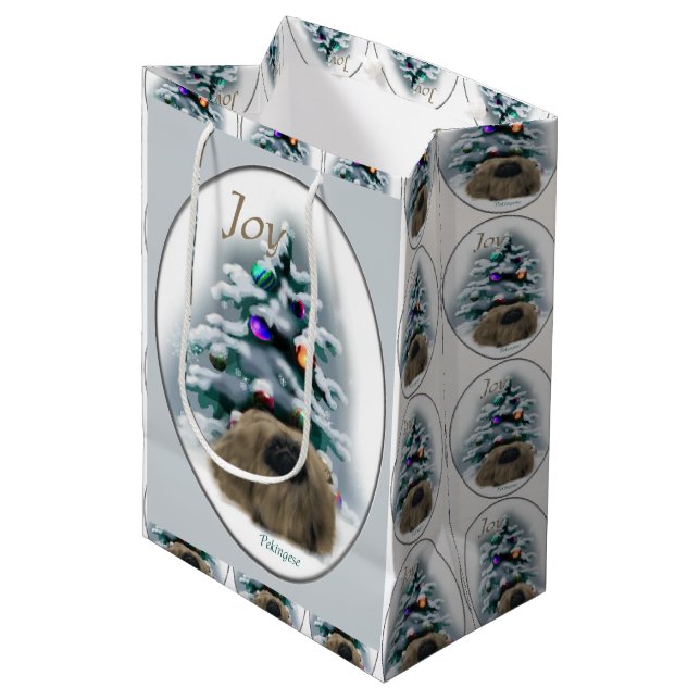 Bolsa De Regalo Mediana Navidades de Pekingese Lovers (Angulo Anverso)