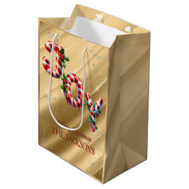 Bolsa De Regalo Mediana Navidades de Peppermint Stripe Joy
