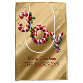 Bolsa De Regalo Mediana Navidades de Peppermint Stripe Joy