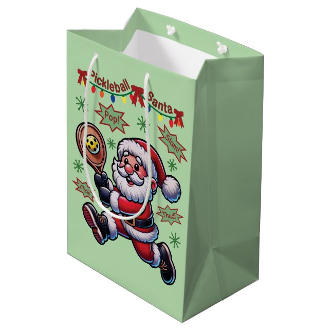 Bolsa De Regalo Mediana Navidades de Pickleball Santa Claus (Angulo reverso)