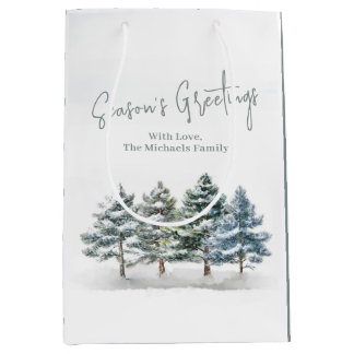 Bolsa De Regalo Mediana Navidades de pinos rústicos personalizados