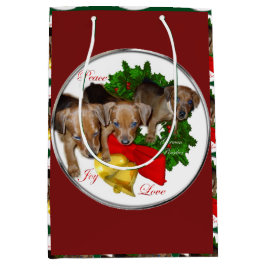 Bolsa De Regalo Mediana Navidades de Pinscher Puppies alemanes