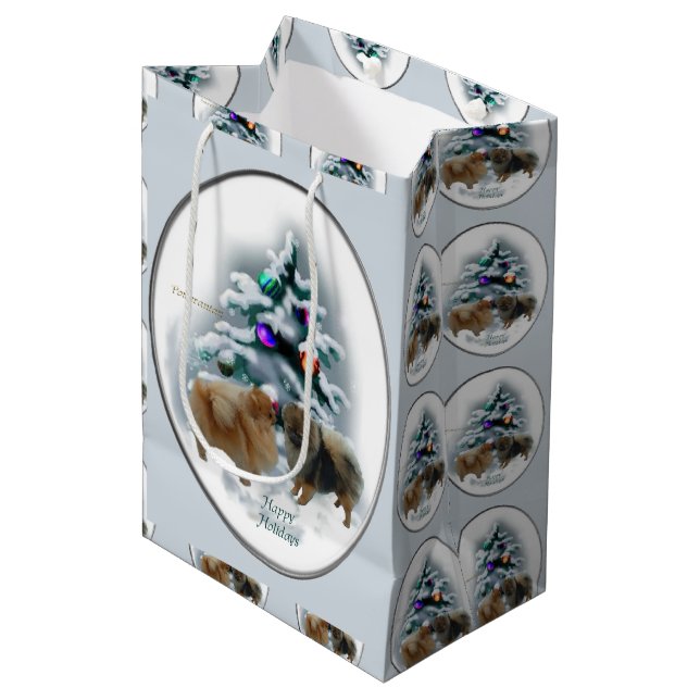 Bolsa De Regalo Mediana Navidades de Pomerania (Angulo Anverso)