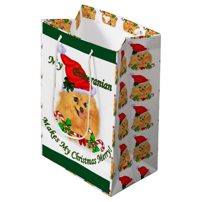 Bolsa De Regalo Mediana Navidades de Pomerania (Angulo Anverso)