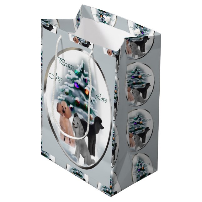 Bolsa De Regalo Mediana Navidades de Poodle Trio (Angulo Anverso)