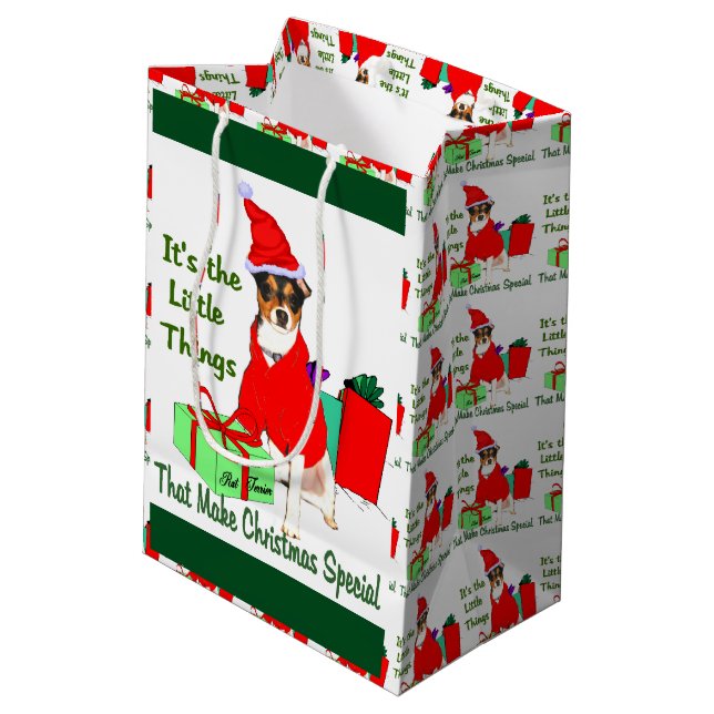 Bolsa De Regalo Mediana Navidades de Rat Terrier (Angulo reverso)