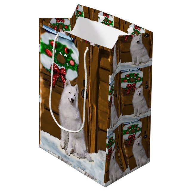 Bolsa De Regalo Mediana Navidades de Samoyed Lovers (Angulo Anverso)