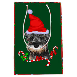Bolsa De Regalo Mediana Navidades de Schnauzer en miniatura