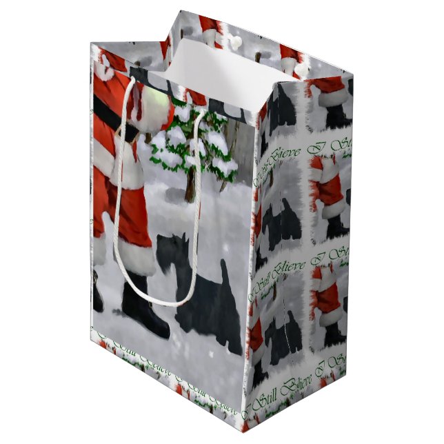 Bolsa De Regalo Mediana Navidades de Scottish Terrier Belig (Angulo Anverso)