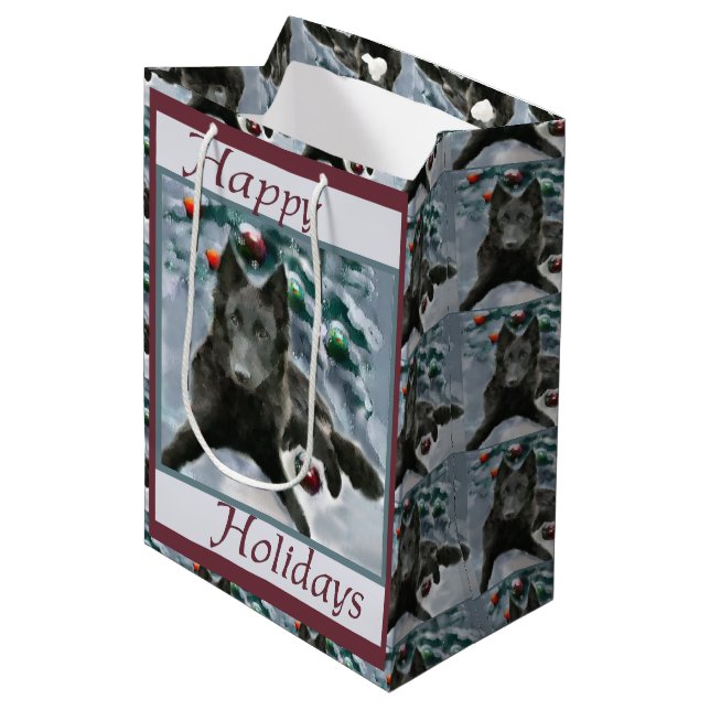 Bolsa De Regalo Mediana Navidades de Sheepdog de Bélgica (Angulo Anverso)