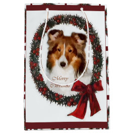 Bolsa De Regalo Mediana Navidades de Shetland Sheepdog Sheltie