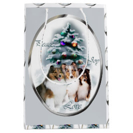 Bolsa De Regalo Mediana Navidades de Shetland Sheepdog Sheltie