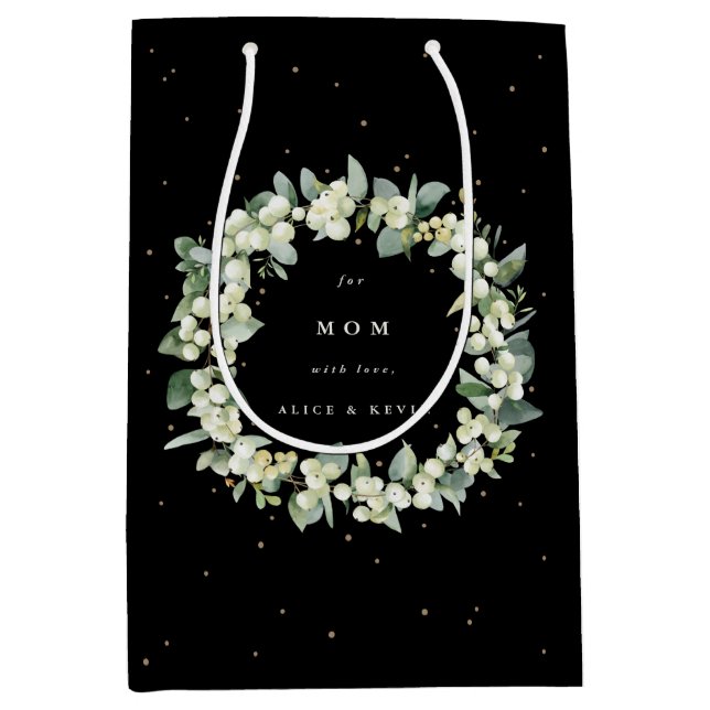 Bolsa De Regalo Mediana Navidades de Snowberry+Eucalyptus personalizados (Anverso)