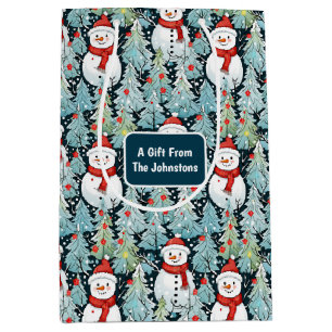 Bolsa De Regalo Mediana Navidades de Snowman en el invierno