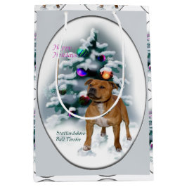 Bolsa De Regalo Mediana Navidades de Staffordshire Bull Terrier