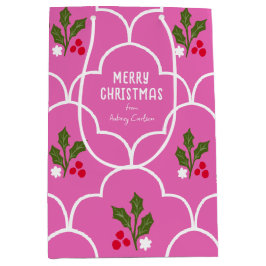 Bolsa De Regalo Mediana Navidades de tela de vieiras rosa brillante