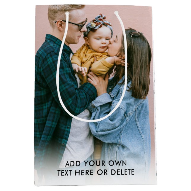 Bolsa De Regalo Mediana Navidades de texto fotográfico (Anverso)