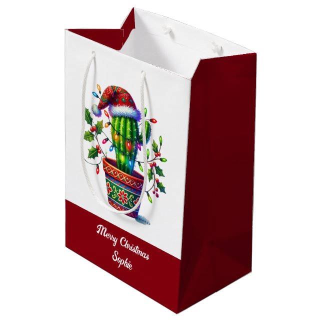 Bolsa De Regalo Mediana Navidades de Twinkling Cactus (Angulo reverso)