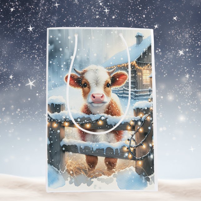 Bolsa De Regalo Mediana Navidades de vacas festivas (Subido por el creador)
