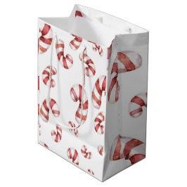 Bolsa De Regalo Mediana Navidades de Watercolor Candy Canes